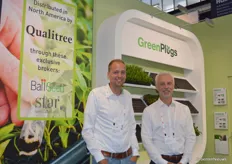 Matthijs van den Berg and Onno Broeren of Green Products with in front of the stand with a clear message. Green Products' plugs are also on the North American market.